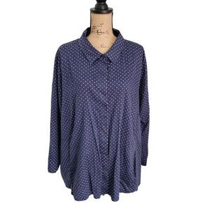 Isaac Mizrahi Live Long Sleeve Button Down Womens 24W Polka Dot Office Casual
